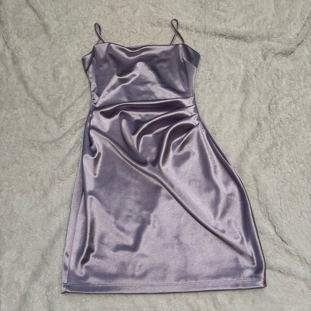 Elegant Lavender Windsor Satin Dress
